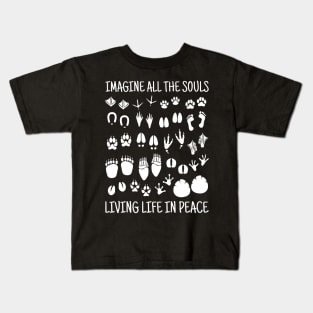 Imagine all the souls living life in Peace. (w) Kids T-Shirt